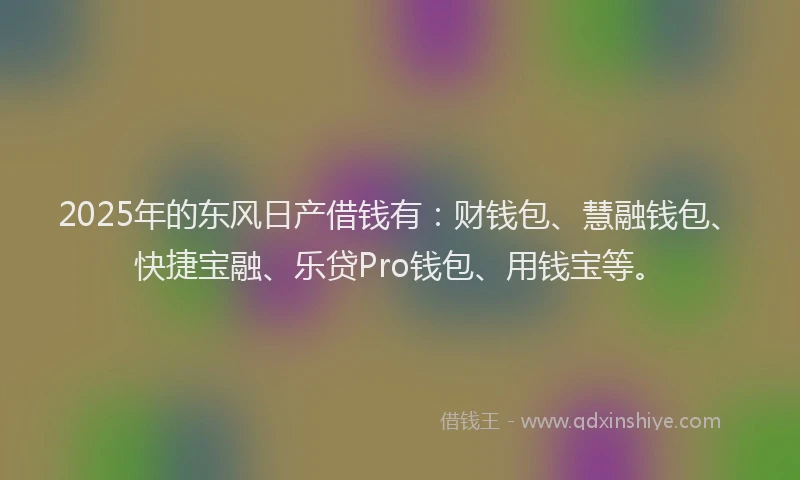 2025年的东风日产借钱有：财钱包、慧融钱包、快捷宝融、乐贷Pro钱包、用钱宝等。