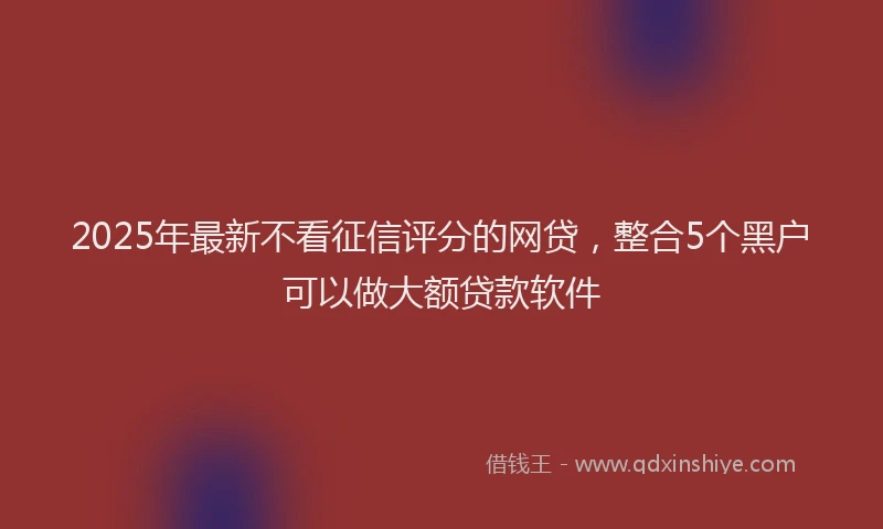 2025年最新不看征信评分的网贷，整合5个黑户可以做大额贷款软件