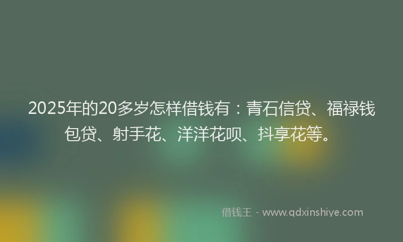 2025年的20多岁怎样借钱有：青石信贷、福禄钱包贷、射手花、洋洋花呗、抖享花等。