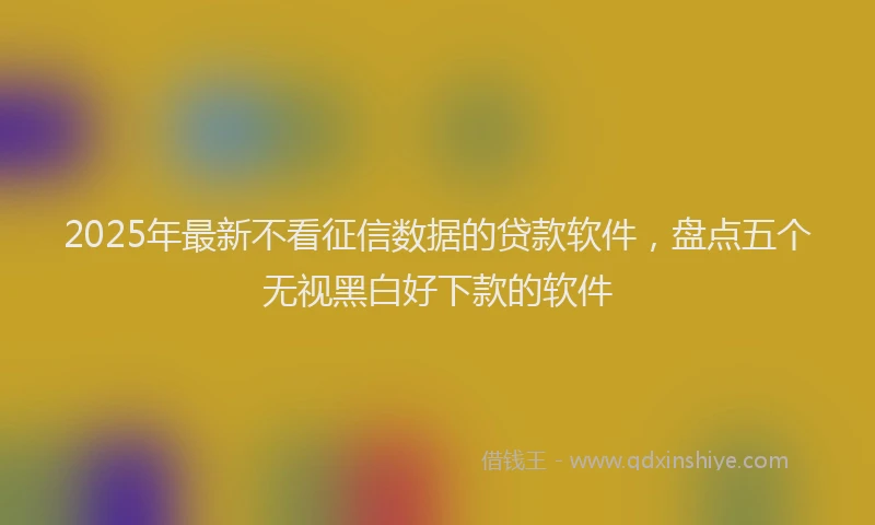 2025年最新不看征信数据的贷款软件，盘点五个无视黑白好下款的软件