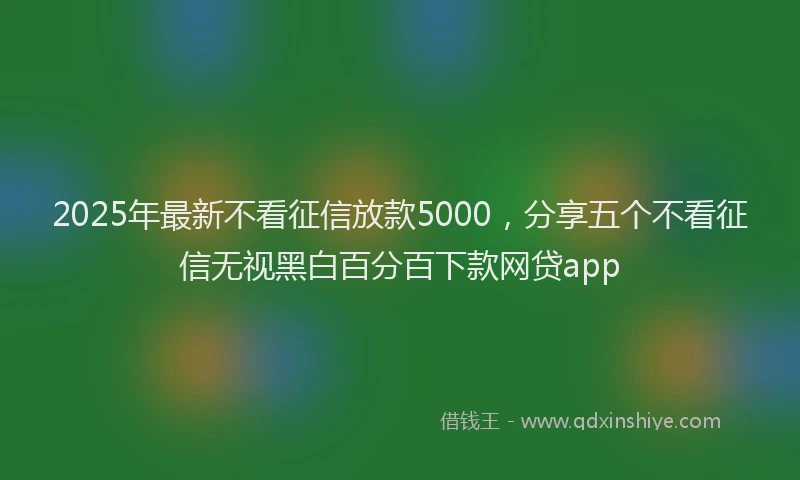2025年最新不看征信放款5000，分享五个不看征信无视黑白百分百下款网贷app