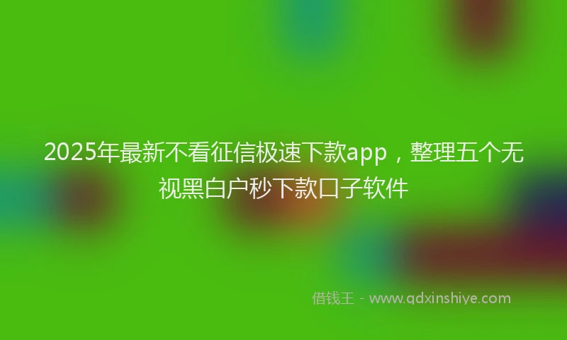 2025年最新不看征信极速下款app，整理五个无视黑白户秒下款口子软件