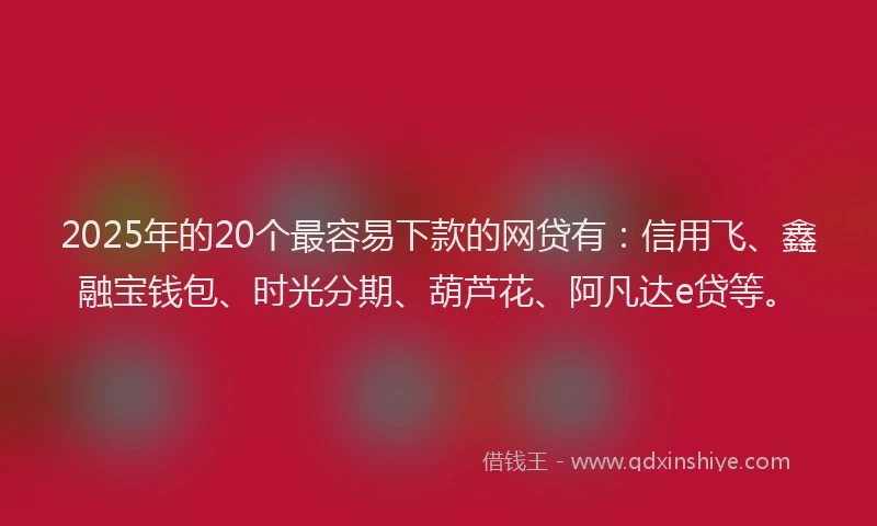 2025年的20个最容易下款的网贷有：信用飞、鑫融宝钱包、时光分期、葫芦花、阿凡达e贷等。