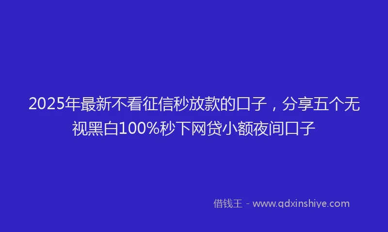 2025年最新不看征信秒放款的口子，分享五个无视黑白100%秒下网贷小额夜间口子