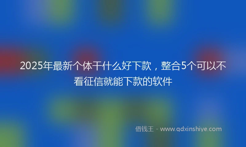 2025年最新个体干什么好下款，整合5个可以不看征信就能下款的软件
