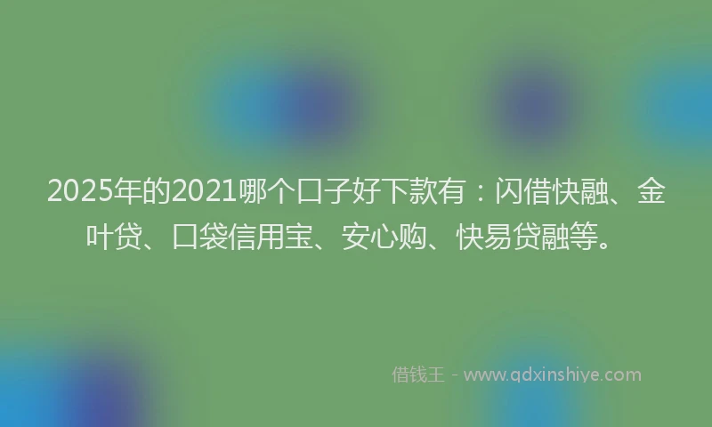 2025年的2021哪个口子好下款有：闪借快融、金叶贷、口袋信用宝、安心购、快易贷融等。