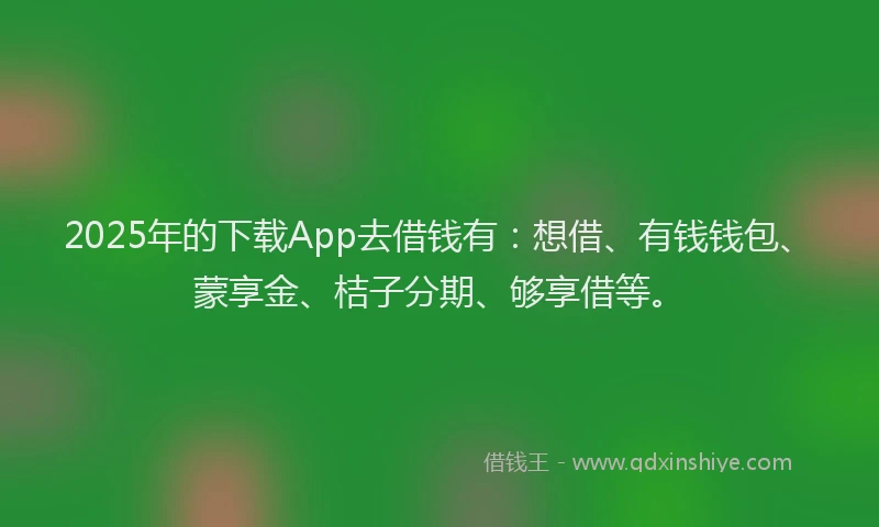2025年的下载App去借钱有：想借、有钱钱包、蒙享金、桔子分期、够享借等。