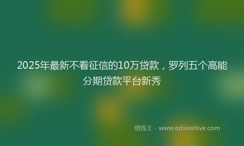 2025年最新不看征信的10万贷款，罗列五个高能分期贷款平台新秀