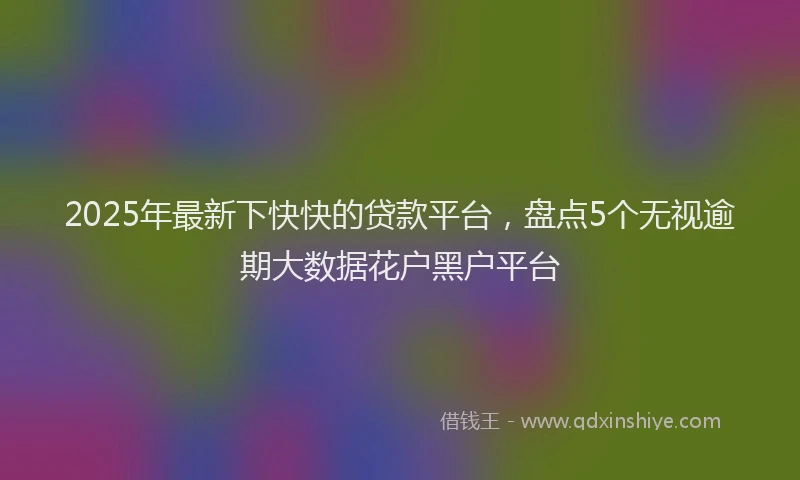 2025年最新下快快的贷款平台，盘点5个无视逾期大数据花户黑户平台