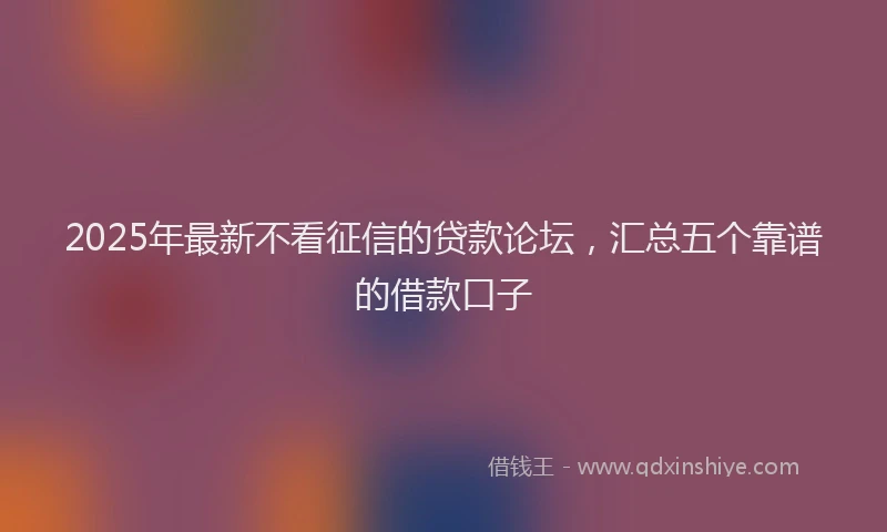 2025年最新不看征信的贷款论坛，汇总五个靠谱的借款口子