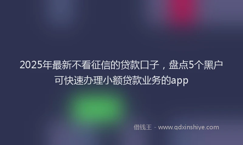 2025年最新不看征信的贷款口子，盘点5个黑户可快速办理小额贷款业务的app