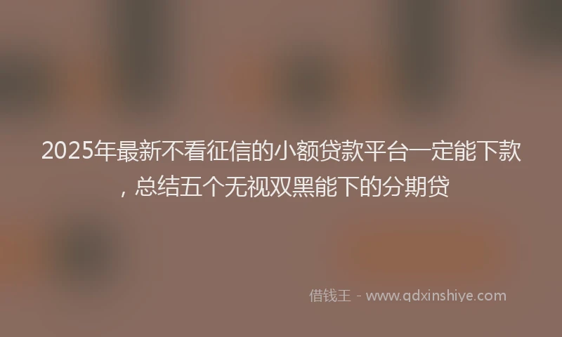 2025年最新不看征信的小额贷款平台一定能下款，总结五个无视双黑能下的分期贷