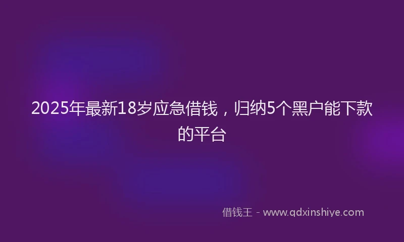 2025年最新18岁应急借钱，归纳5个黑户能下款的平台