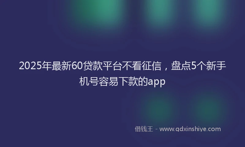 2025年最新60贷款平台不看征信，盘点5个新手机号容易下款的app