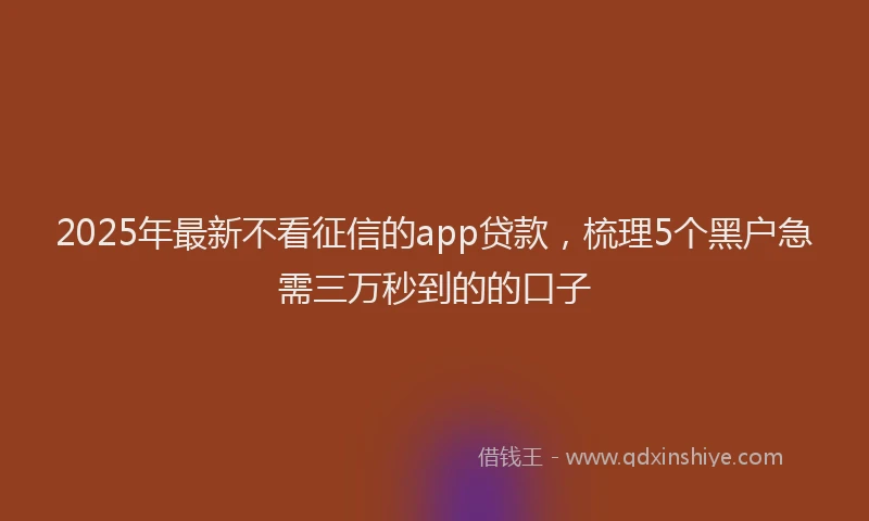 2025年最新不看征信的app贷款，梳理5个黑户急需三万秒到的的口子