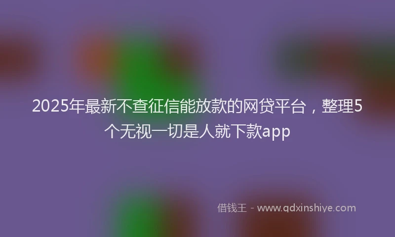 2025年最新不查征信能放款的网贷平台，整理5个无视一切是人就下款app