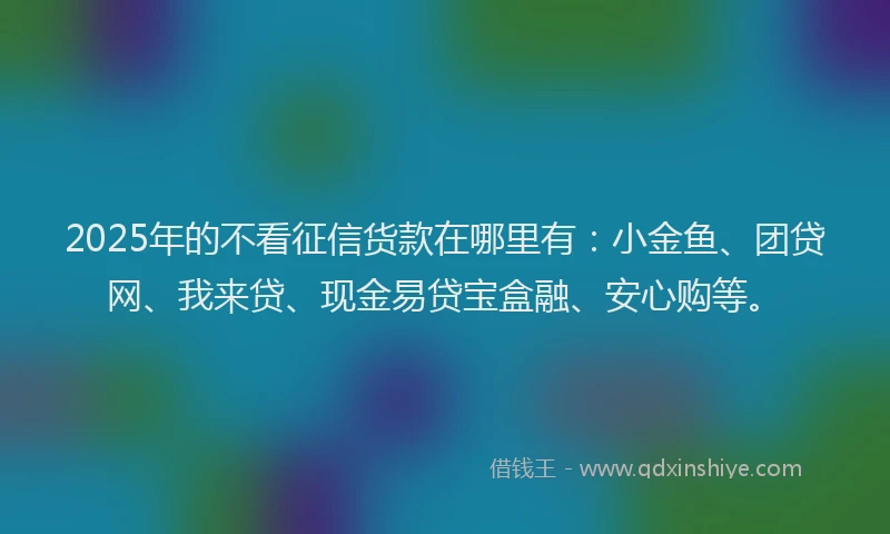 2025年的不看征信货款在哪里有：小金鱼、团贷网、我来贷、现金易贷宝盒融、安心购等。