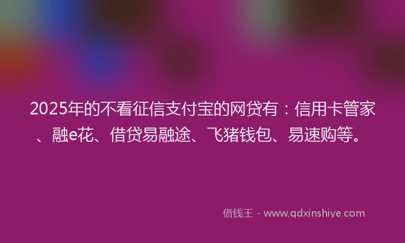 2025年的不看征信支付宝的网贷有：信用卡管家、融e花、借贷易融途、飞猪钱包、易速购等。