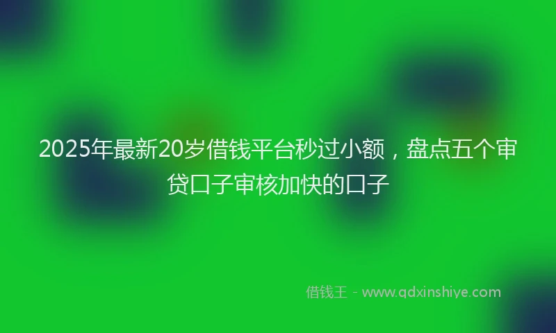 2025年最新20岁借钱平台秒过小额，盘点五个审贷口子审核加快的口子