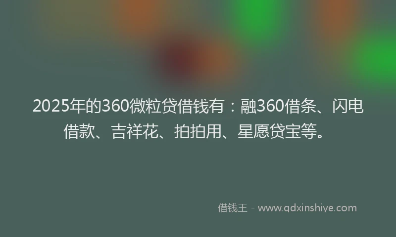 2025年的360微粒贷借钱有：融360借条、闪电借款、吉祥花、拍拍用、星愿贷宝等。