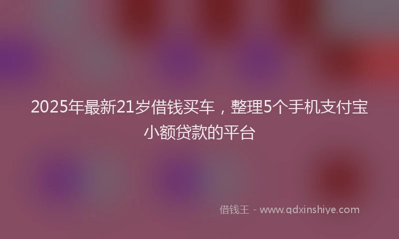 2025年最新21岁借钱买车，整理5个手机支付宝小额贷款的平台