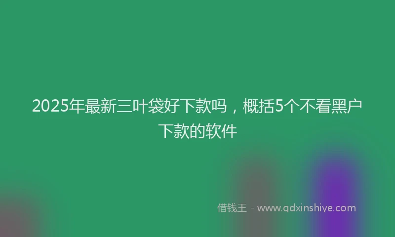 2025年最新三叶袋好下款吗，概括5个不看黑户下款的软件