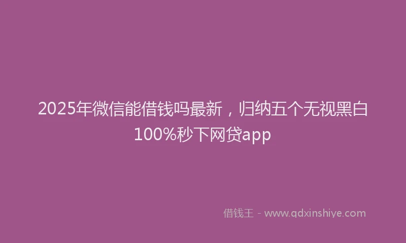 2025年微信能借钱吗最新，归纳五个无视黑白100%秒下网贷app