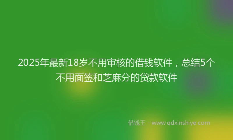 2025年最新18岁不用审核的借钱软件，总结5个不用面签和芝麻分的贷款软件