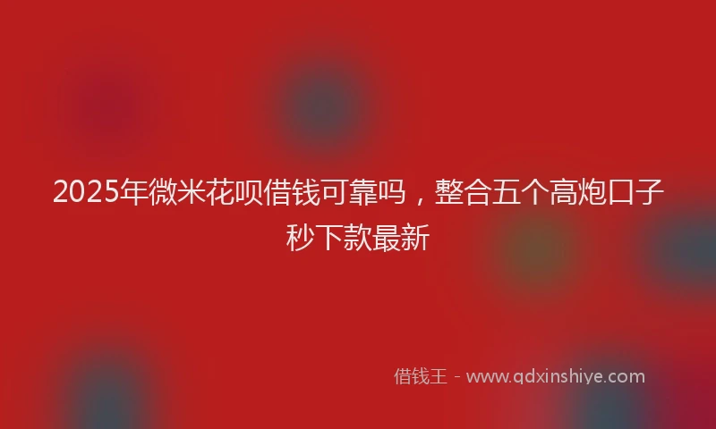 2025年微米花呗借钱可靠吗，整合五个高炮口子秒下款最新
