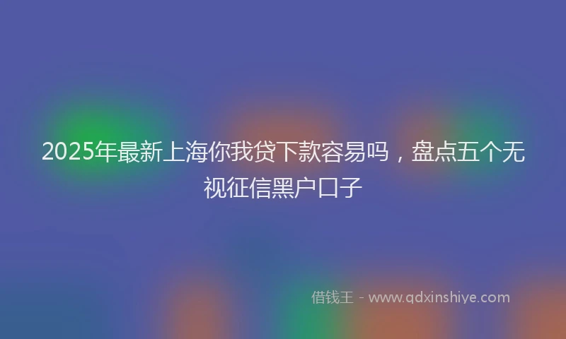 2025年最新上海你我贷下款容易吗，盘点五个无视征信黑户口子