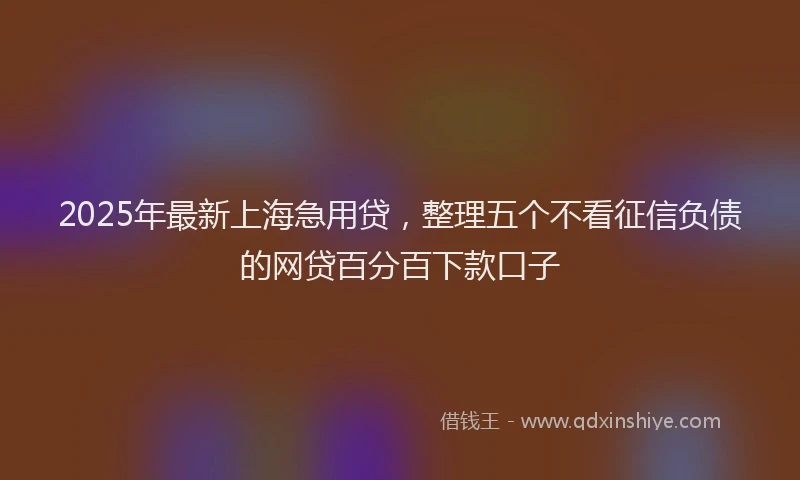 2025年最新上海急用贷，整理五个不看征信负债的网贷百分百下款口子