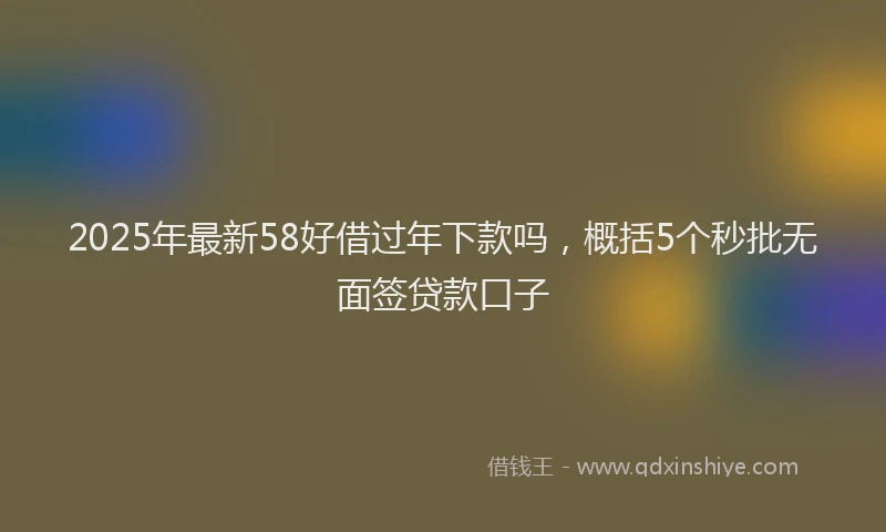 2025年最新58好借过年下款吗，概括5个秒批无面签贷款口子
