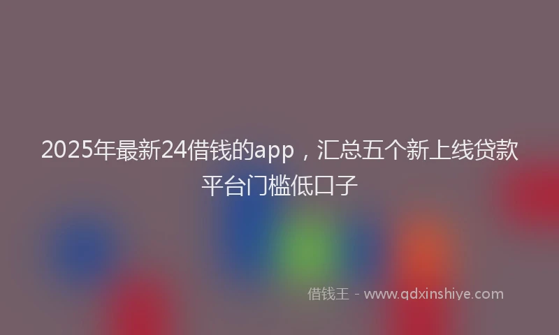 2025年最新24借钱的app，汇总五个新上线贷款平台门槛低口子