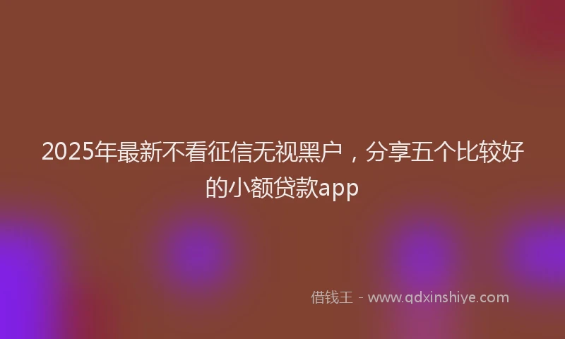 2025年最新不看征信无视黑户，分享五个比较好的小额贷款app