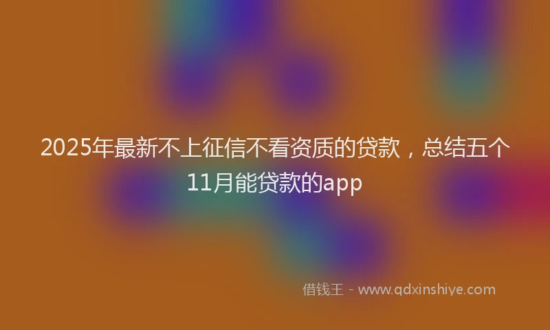 2025年最新不上征信不看资质的贷款，总结五个11月能贷款的app