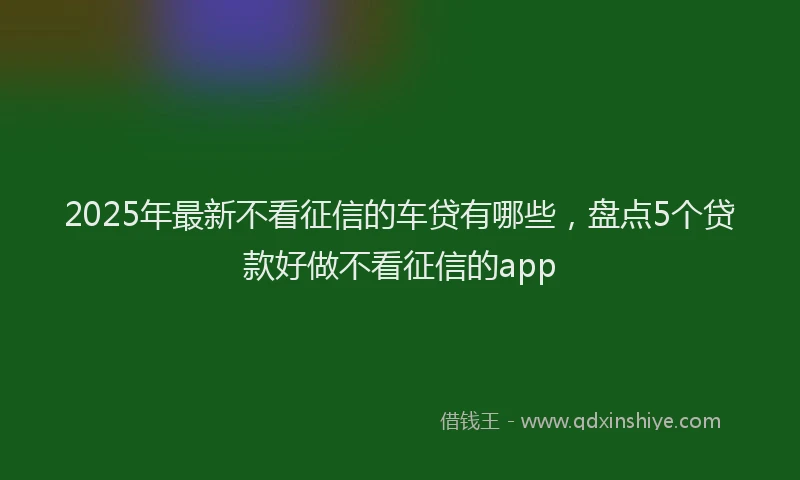 2025年最新不看征信的车贷有哪些，盘点5个贷款好做不看征信的app