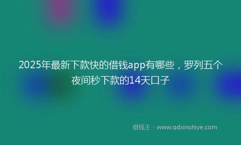 2025年最新下款快的借钱app有哪些，罗列五个夜间秒下款的14天口子