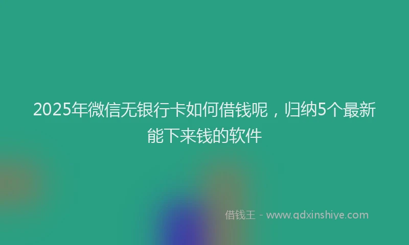 2025年微信无银行卡如何借钱呢，归纳5个最新能下来钱的软件