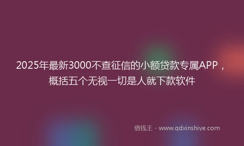 2025年最新3000不查征信的小额贷款专属APP，概括五个无视一切是人就下款软件