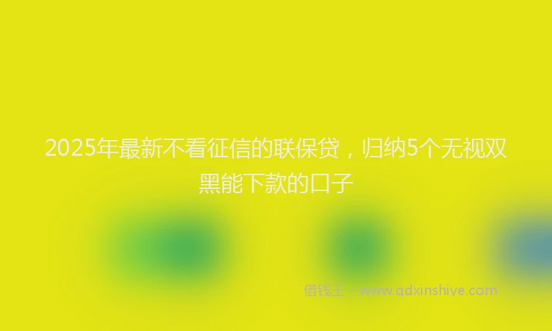 2025年最新不看征信的联保贷，归纳5个无视双黑能下款的口子