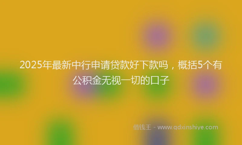 2025年最新中行申请贷款好下款吗，概括5个有公积金无视一切的口子