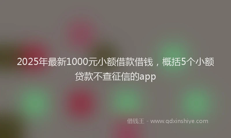 2025年最新1000元小额借款借钱，概括5个小额贷款不查征信的app