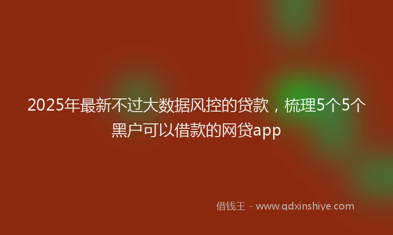 2025年最新不过大数据风控的贷款，梳理5个5个黑户可以借款的网贷app