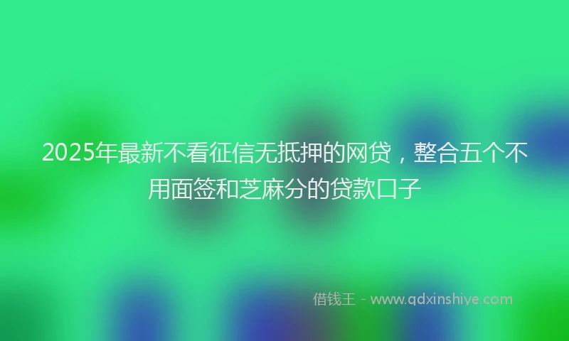 2025年最新不看征信无抵押的网贷，整合五个不用面签和芝麻分的贷款口子