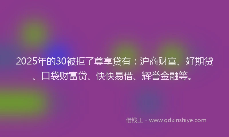 2025年的30被拒了尊享贷有：沪商财富、好期贷、口袋财富贷、快快易借、辉誉金融等。