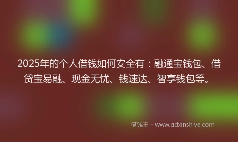 2025年的个人借钱如何安全有：融通宝钱包、借贷宝易融、现金无忧、钱速达、智享钱包等。