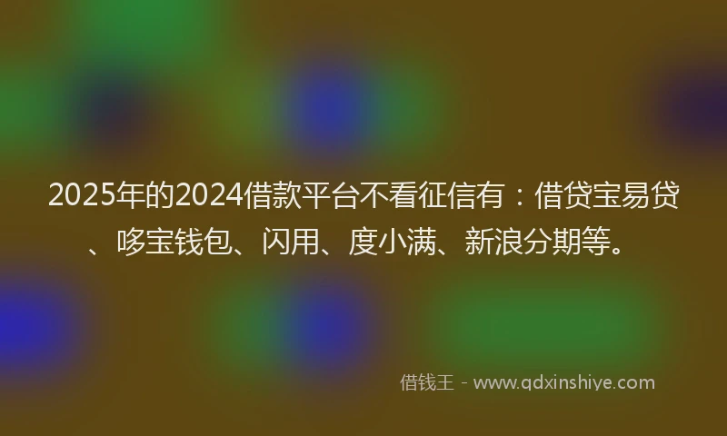 2025年的2024借款平台不看征信有：借贷宝易贷、哆宝钱包、闪用、度小满、新浪分期等。