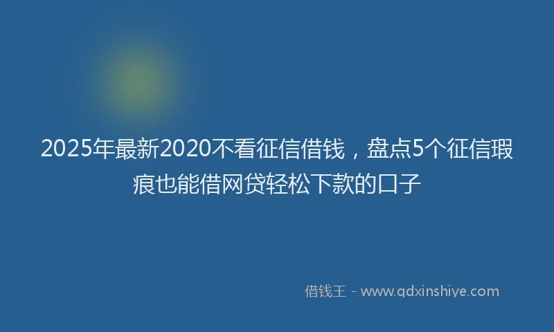 2025年最新2020不看征信借钱，盘点5个征信瑕疵也能借网贷轻松下款的口子