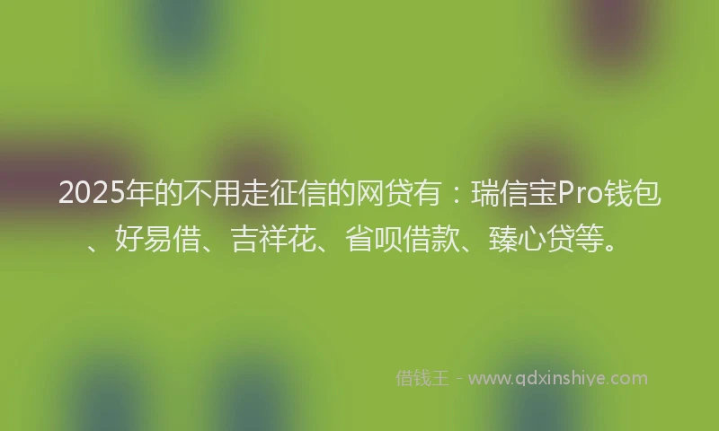 2025年的不用走征信的网贷有：瑞信宝Pro钱包、好易借、吉祥花、省呗借款、臻心贷等。