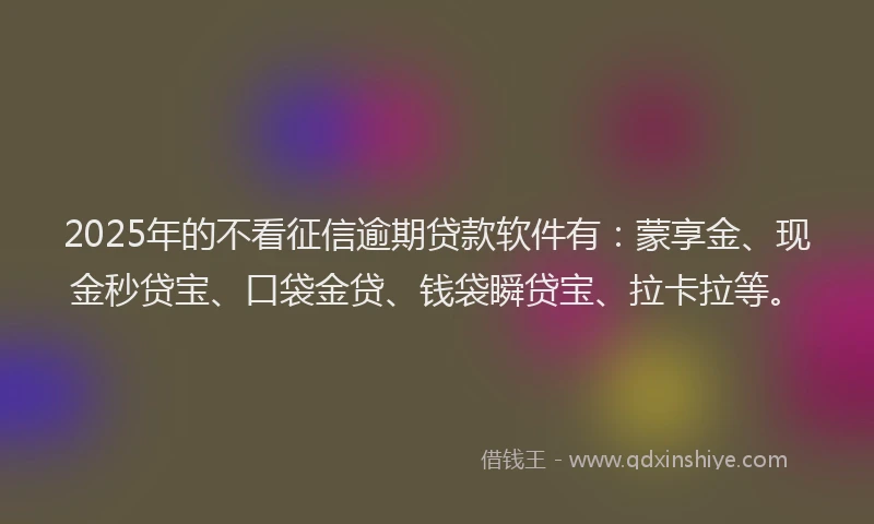 2025年的不看征信逾期贷款软件有：蒙享金、现金秒贷宝、口袋金贷、钱袋瞬贷宝、拉卡拉等。